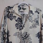 For Cynthia  White Navy Embroidered Floral Print Popover Beach Tunic Top Size 1X Photo 1