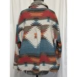 LA MIEL Women S Southwest Aztec Flannel Blanket Jacket Shacket Rust & Turquoise Photo 1