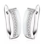 Boutique NEW Luxury White Ceramic Diamond Hoop Earrings‎ Photo 3