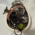 Goth Mystery Jewelry Jar – 3.5 lbs of Jewelry in Ceramic Skull Container Silver Photo 2