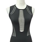 Iets Frans Bodycon Dress Edgy Sleeveless Cutout Jewel Neckline Black Medium NWOT Photo 1