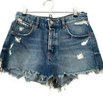 ZARA  Distressed Denim‎ Mini Shorts Sz 4 Photo 0