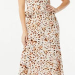 Sofia Vergara White Animal Print Ruffle Sweetheart Midi Dress Size XXL Photo 0