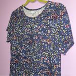 J Jill Short Sleeve Midi Shirt Dress Women Size M Navy Floral Casual Stretch Blue Size M Photo 1