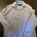Vineyard Vines Womens  pink white gingham long sleeve whale shirt Photo 2