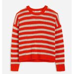 Madewell Linen Drop Shoulder Sweater Bright Flame Striped Nautical Small Photo 3