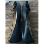 Tory Burch  Black Leather Ballet Flats Tortoise Bow Detail Photo 2