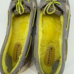 Sperry  Gray and Neon Yellow Fuzzy Loafers Photo 4