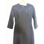 Sandro Paris Riri Mini Shift Dress Size 1 Black Lace Insert Minimalist Preppy Photo 8