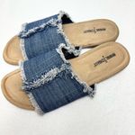 Minnetonka  Violet Frayed Fabric‎ Denim Slide Sandal Size 10W Photo 2
