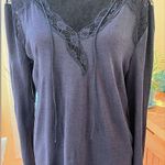 Sugar Lips NWT  V Neck Navy Blue Lace Top Photo 0
