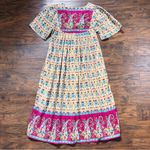 vintage • 80s cotton peasant dress block print floral mumu tent paisley Photo 13