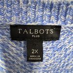 Talbots Pima Cotton Sweater Plus 2X Fisherman Knit Light Blue Round Neck Classic Photo 2