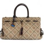 Dooney & Bourke Vintage Brown Logo Print Canvas Tassel Tote Satchel Bag Photo 0