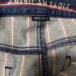 American Eagle Blue/Red Striped Super Stretch Hi Rise Mini Denim Skirt size 14 Photo 10