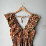 Love The Label Dress Tiered Ruffle Cotton Topanga Maxi Dress Coral‎ Print Size M Brown Size M Photo 6