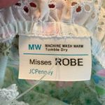 Vintage JC Penny Floral Robe House Dress NO SIZE Empire Waist Pastel eyelet Trim Blue Photo 10