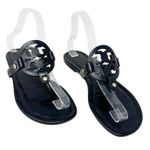 Tory Burch  Perfect Black Matte Leather Miller Logo Sandals Size 8.5 Photo 0