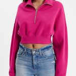 SheIn Fashion Quarter Zip Banded Bottom Cropped Sweatshirt Size M Photo 0