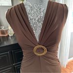 Candie's Candie’s Brown Sleeveless Ring Detail Midi Dress L Glam Mob Wife Cocktail Party Photo 2