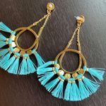 Rebecca Minkoff NEW! BOHO Gold & Turquoise Fringe Tassel Dangle Earrings Photo 10
