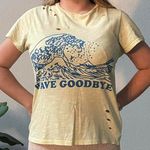 Forever 21  Light Yellow Wave Goodbye Graphic T-Shirt Photo 0