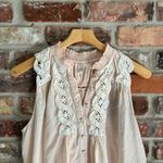 Free People  Pink Lace Detail Sleeveless Button Front Tank Top Shirt, L Photo 2