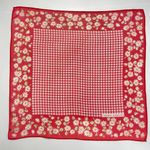 Laura Ashley Scarf Chiffon Square Gingham Checked Daisy Floral Red White 20"x19" Photo 0