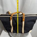 Coach  M157745 Large Canvas Leather Trim Travel Tote Black Cream Green Interior Photo 2