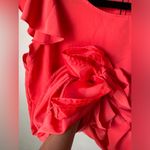 Covington  Sheath Dress Womans Sz 6 Pockets Ruffle cap sleeves Draw String Orange Photo 2