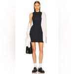 Helsa Jersey Mock Neck sleeveless Mini Dress in Black Ink sz Large Photo 3