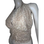 VeVinice Beige Floral Pattern Lace Halter V Photo 1