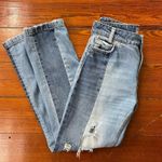 Free People Patchwork Two Toned Distressed Crop Patch Jeans Hippie Boho Sz 25 Photo 2
