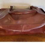 Hobo International  VTG Purse Red Brown Polished Leather Bag Zip Two Handles Photo 3