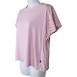 Gap  Pink Eyelet Sleeve T-Shirt Top‎ Women's Blouse M Feminine Coquette Soft Girl Photo 2
