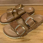 Birkenstock Arizona Big Buckle Slide Sandals in Antique Cognac Leather - Size 36 Photo 0