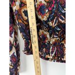 Evereve Stelle Abstract Blouse Small Long Sleeve Smocked Hem Boho Fall Print Photo 7