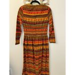 Vintage Groovy Floral Bark/ Lava Cloth Handmade Maxi Dress S/M Orange Photo 6