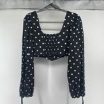 Topshop ASOS Monochrome Polka Dot Corset Crop Top Size 10 Puff Sleeve Spot Print Photo 8