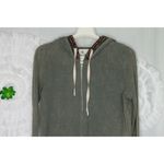 Others Follow Green Gray Hoodie Zip Waffle knit Thermal Fair Isle Trim Size XS Photo 2