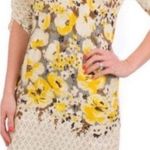 Anthropologie MEADOW RUE Plena Peppered Polka Dot Floral Yellow Shift Dress Size 10 Photo 0