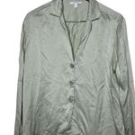 Lunya washable long sleeve button up pajama top in sage lime green sz S Photo 0