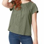 Ella Moss  green lace keyhole short sleeve top Photo 0