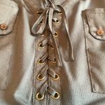 Bebe Women’s Olive Green Lace Up Blouse Size Small Photo 2