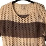 Glimmer Sweater Womens Size L Brown Tan Stripe Crochet Round Neck Pullover Light Size L Photo 4