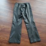 Oscar de la Renta  Black Edgy Whimsigoth Feminine 100% Leather Wide Leg Pants Photo 5