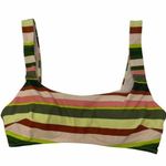 Aerie  Striped Bikini Top Scoop Neck Green Pink Striped Womens Small Photo 0