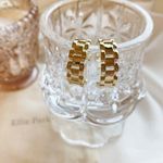18K Gold link chunky hoop earrings Photo 1
