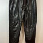 Molly Bracken  Vegan Leather Pants High Waist Drawstring Tapered Leg Size L‎ Photo 0