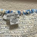 American Eagle Blue Floral Cinched Short Sleeve Tie Busty Crop Top Size Large Photo 2